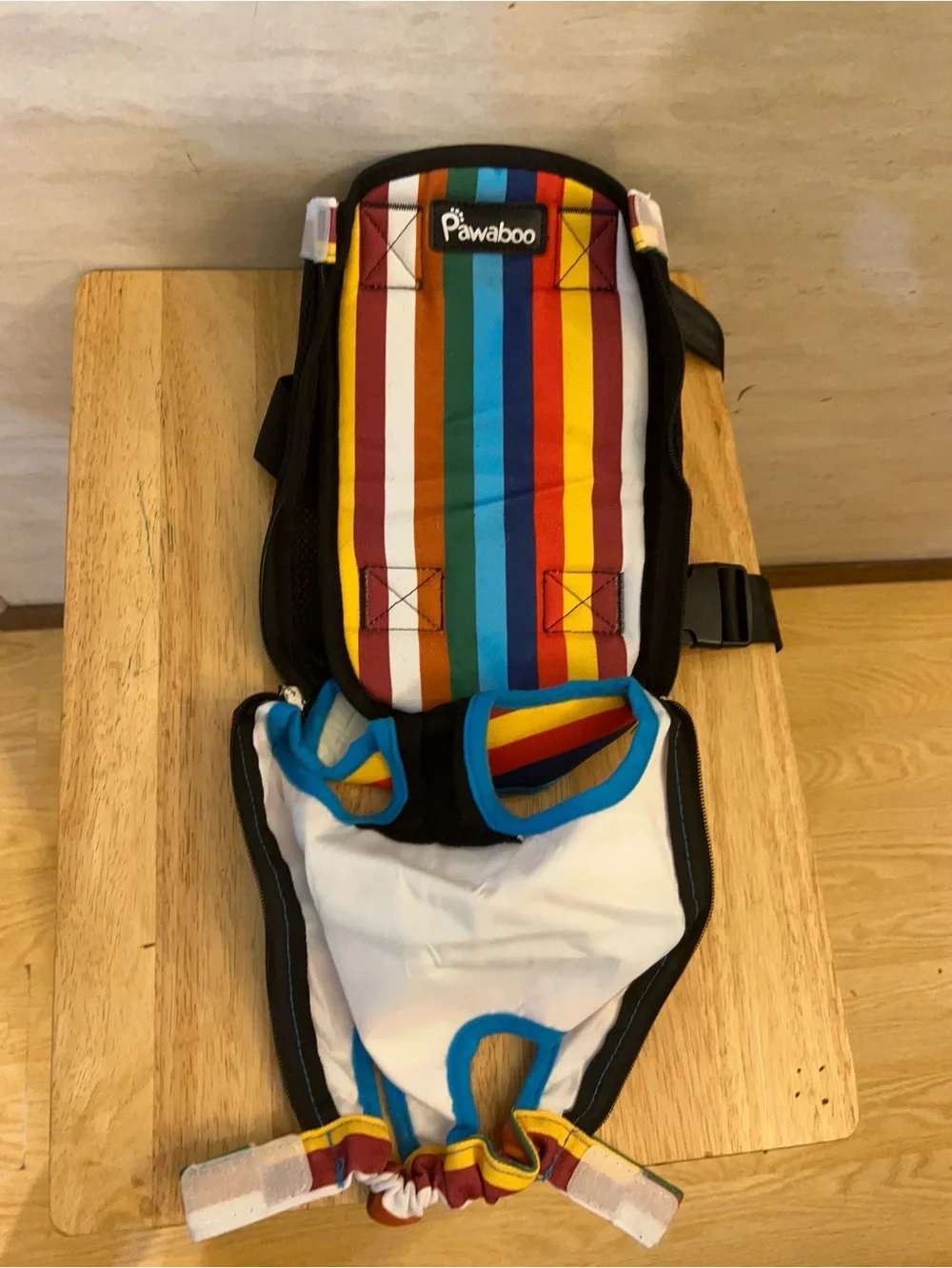 Pawaboo Pet Carrier Backpack Multicolored Rainbow Stripe Pattern